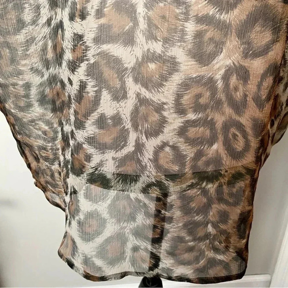 Joie Silk Leopard Print Sheer Blouse Top XS Animal Print Drop Shoulder Designer - Picture 4 of 13